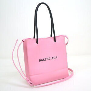 BALENCIAGA XXS Shopping Tote Bag Lambskin Pink Black